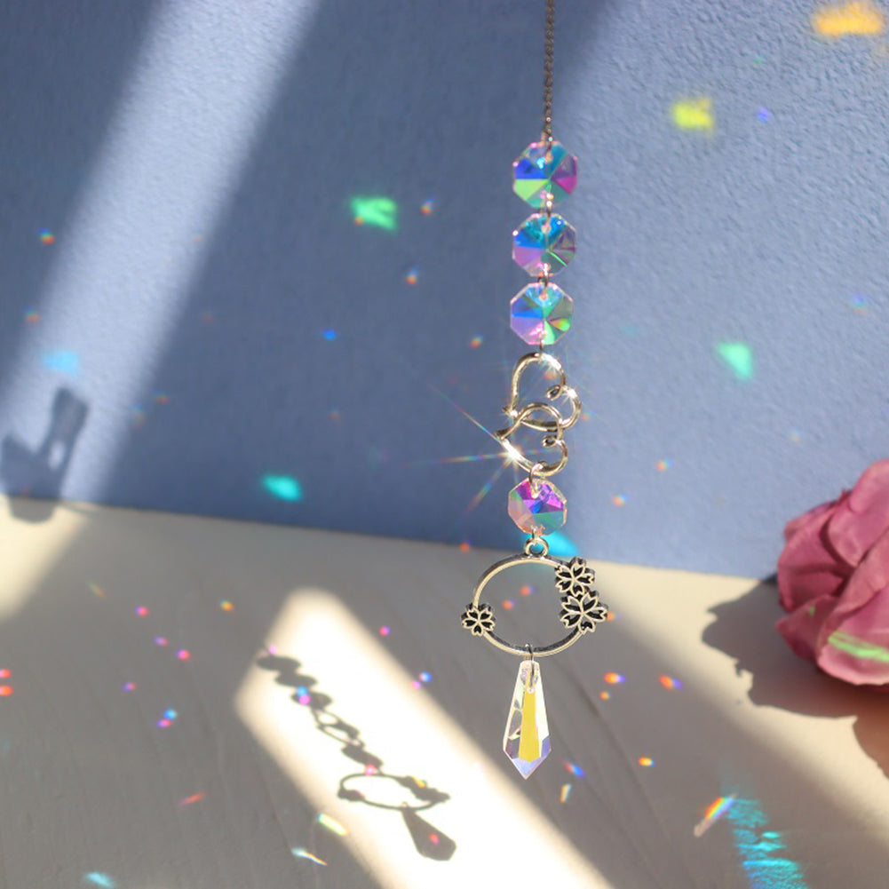 Suncatcher Crystal Sun and Moon Crystals Prism Rainbow Sun Catcher Garden Decoration Hanging Sundrop Window Patio Ornament