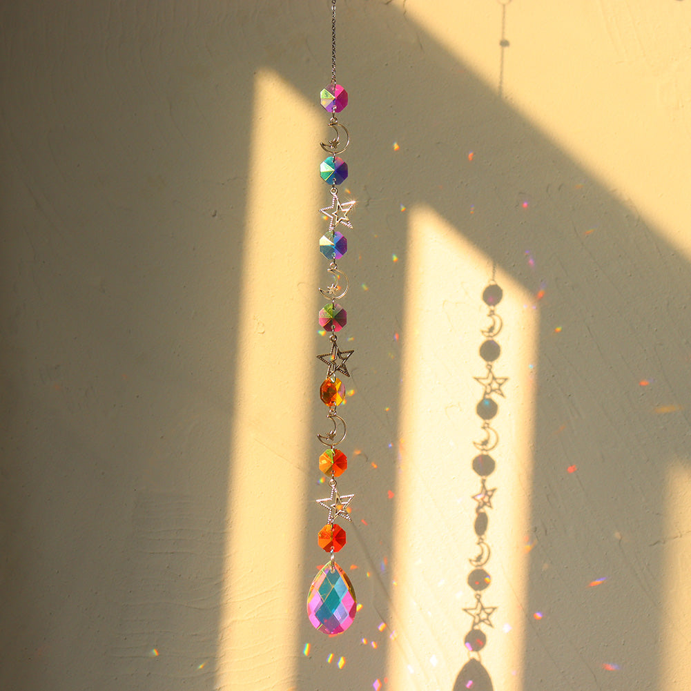 Suncatcher Crystal Sun and Moon Crystals Prism Rainbow Sun Catcher Garden Decoration Hanging Sundrop Window Patio Ornament